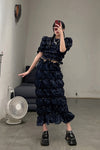 SHUSHUTONG pleated mid skirt aw21sk08 dark blue